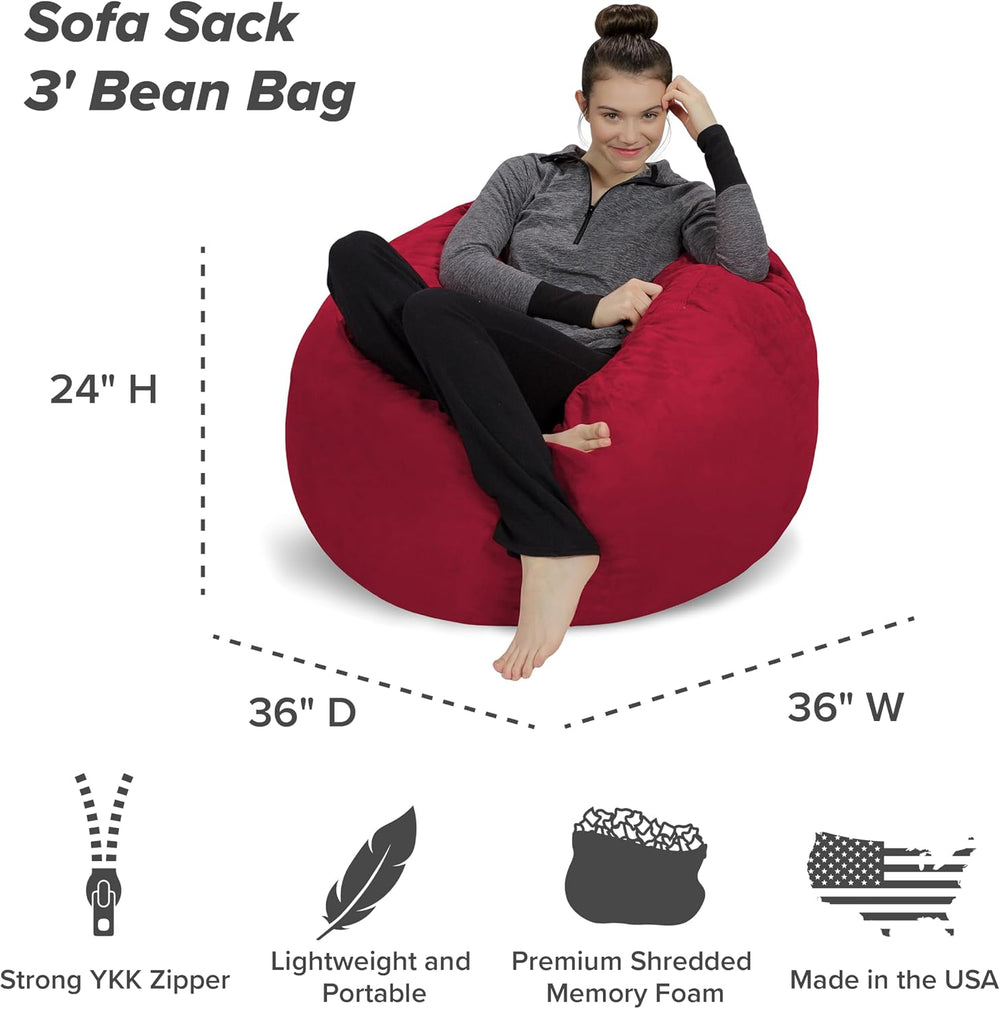 Sofa Sack Bean Bag Chair - Plush, Ultra Soft - Memory Foam Bean Bag Chair wit...