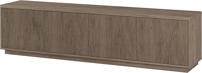 Henn&Hart Fluted TV Stand for TVs up to 85" with 2 Concealed Ribbed Storage Cabinets and Adjustable Shelves for Living Room, Family Room, or Office, Weathered Gray