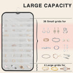 Hanging Jewelry Organizer Storage, 40 Pockets 36 Hooks Necklace Earring Bracelet Ring Organizer, Double - Sided Design, Black and White