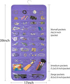 Bloss Hanging Jewelry Organizer With 90 Pockets,Earring Holder Organizer Storage For Valentine's Day Gift,Double-Sided Jewelry Holder for Earrings, Necklaces, Rings on Closet,Wall,Door(Purple)