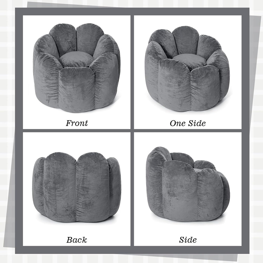 HOMMPA Bean Bag Chair for Adults Comfy Velvet Bean Bag Couch with Back Suppor...