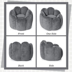HOMMPA Bean Bag Chair for Adults Comfy Velvet Bean Bag Couch with Back Support Flower Shaped Oversized Sofa for Living Room,Bedroom,Dorm,Grey