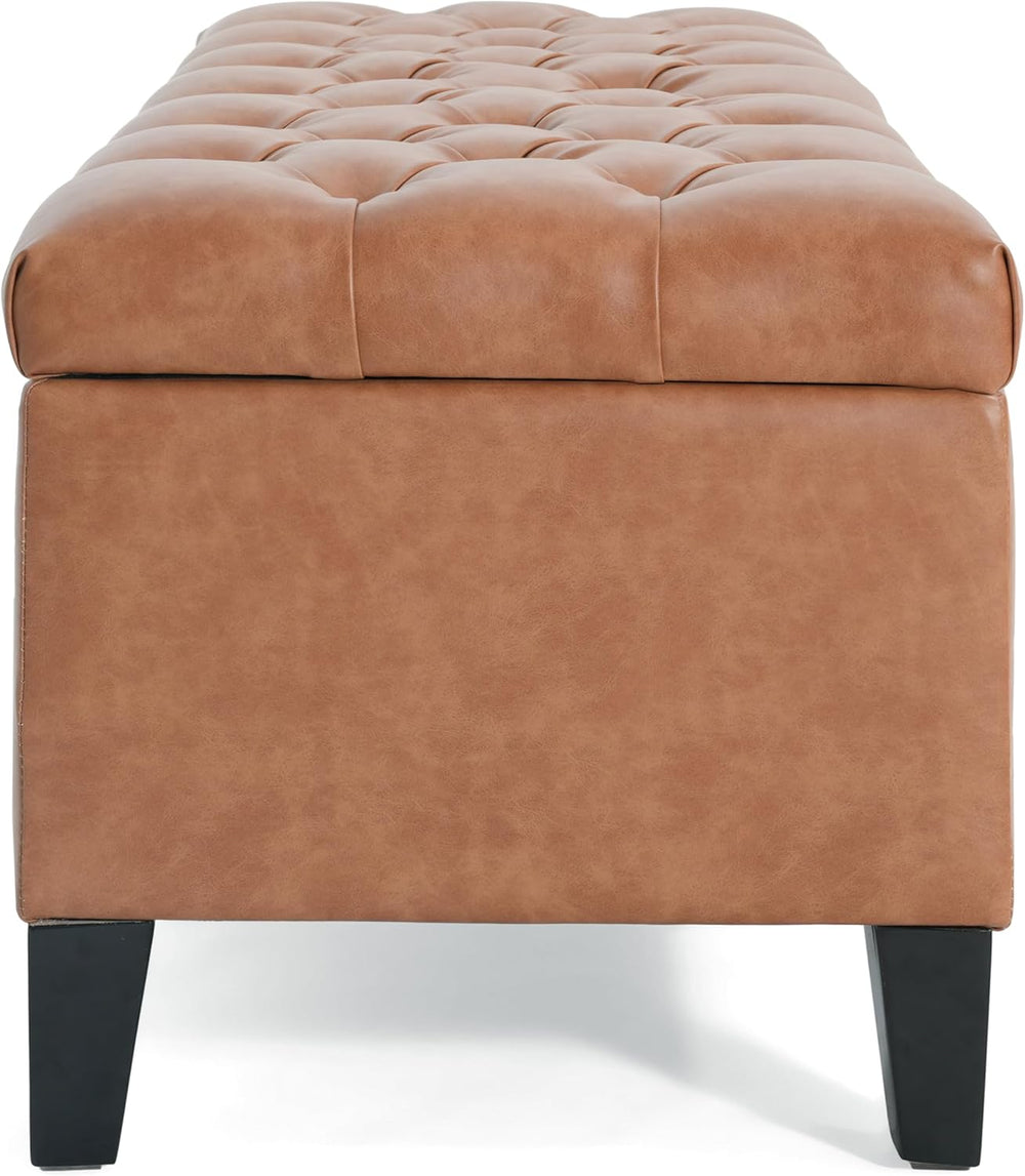 Christopher Knight Home Ottilie PU Leather Storage Ottoman Bench, Wooden Rect...