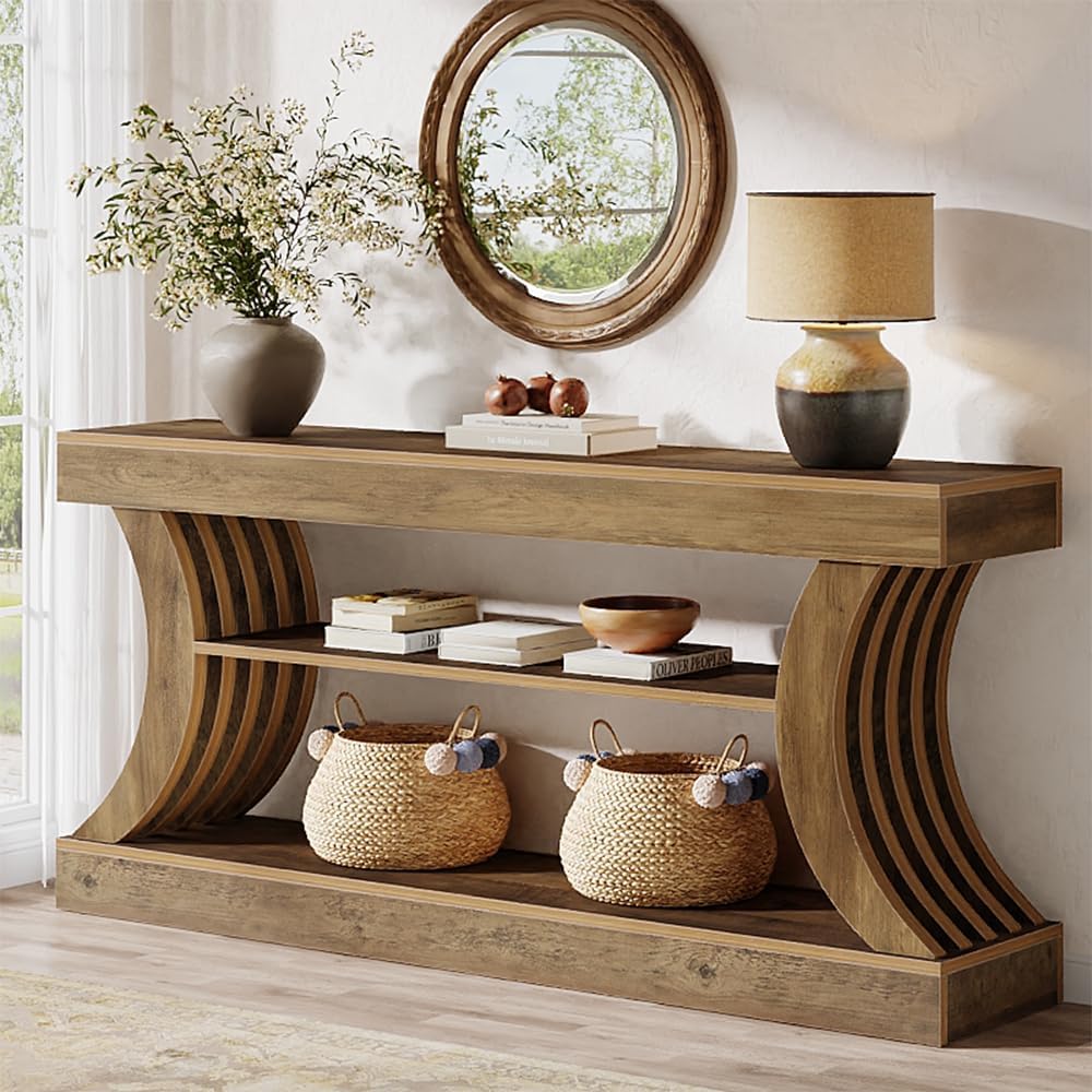 Tribesigns 70.9-Inch Long Farmhouse Entryway Console Table with Storage | 3-T...