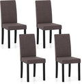 Giantex Upholstered Dining Chair Set of 4, Mid Century Modern Fabric Kitchen Chairs with Rubber Wood Legs, Thick Padded Seat, High Back, Side Armless Chairs for Living Dining Room (Brown)