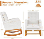 VECELO Rocking Chair Nursery, Modern Sherpa Glider Rocker Accent Arm Chair with High Back and Side Pocket, Cozy Rocking Armchair for LivingRoom, Bedroom, White