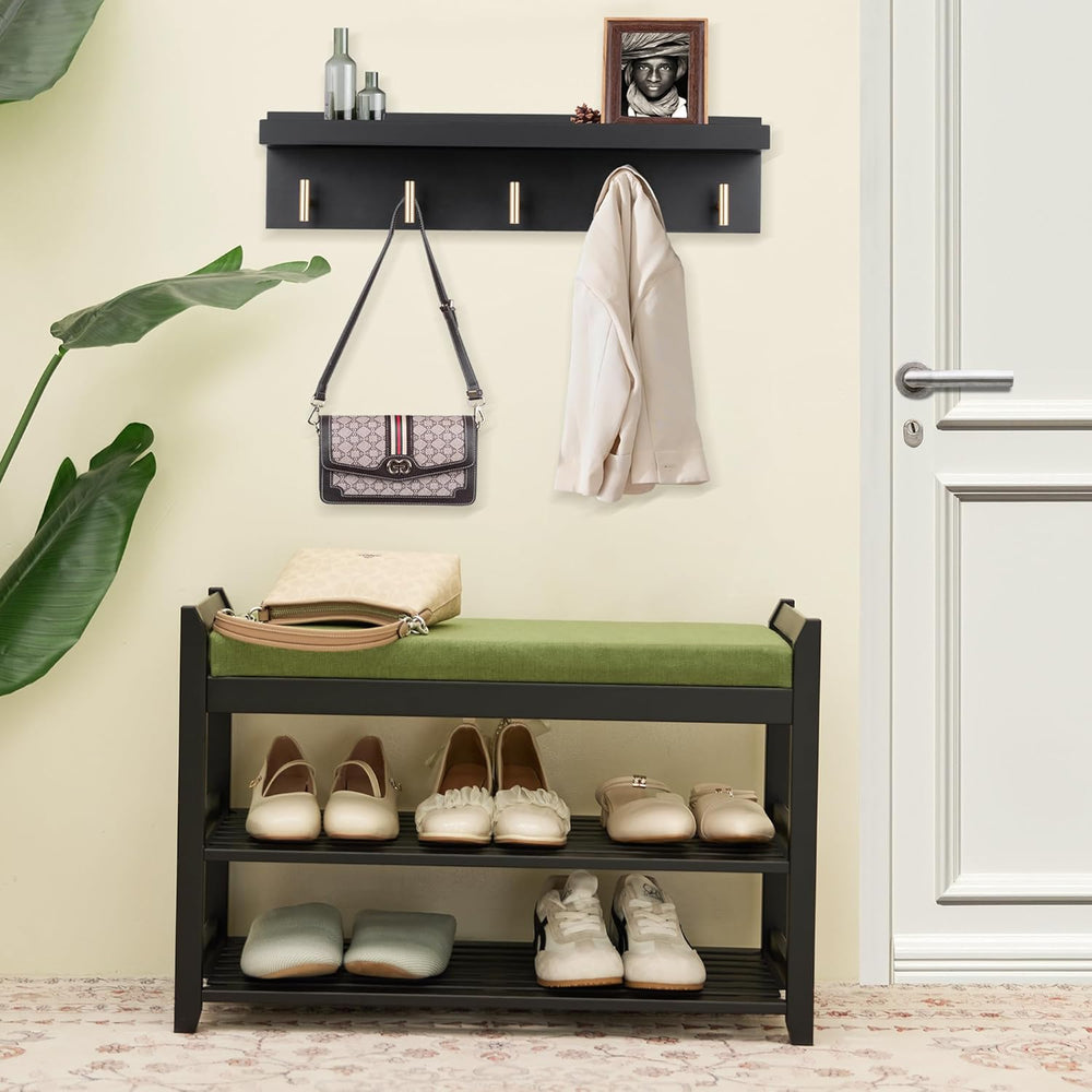 PETKABOO Shoe Rack for Front Door Entrance, 28” Entryway Bench with Coat Rack...