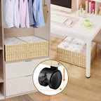 Bamboo Under Bed Storage Containers with Wheels, 40L UnderBed Drawers with Dust Bag, Breathable Under Bed Shoe Storage, Rolling UnderBed Clothes Storage, 1Pack