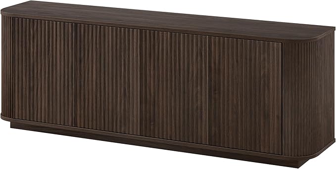 Henn&Hart Fluted TV Stand for TVs up to 75" with 2 Storage Cabinets with an Adjustable Shelf for Living Room, Family Room, or Office, Warm Brown