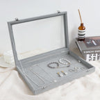 Wudygirl Velvet Jewelry Organizer Empty Jewelry Tray Organizer Jewelry Box Storage Case Display Necklaces Earring Stackable Tray Containers Clear Lid (DIY Box)