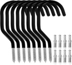 SWANLAKE 8-Piece Heavy Duty Garage Bike Hooks, 6-inch Bike Hooks for Garage Organization, Wall & Ceiling Mount Screw in Hanging Hook, Max Unit Load 100LBS Rustproof Utility Hook Bikes Hanger