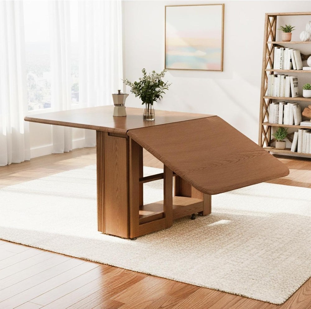 Folding Dining Table with Storage,Foldable into a Small Dining Table with Dra...