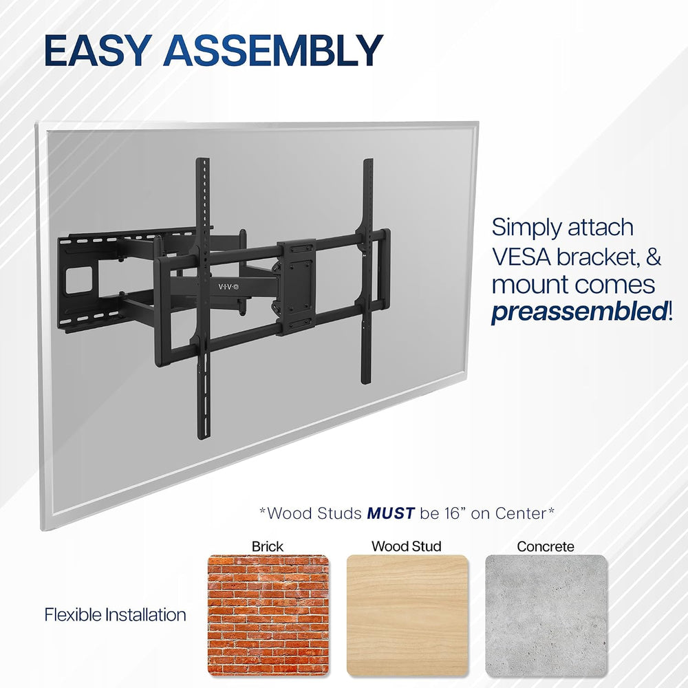 VIVO 60 to 120 inch Large Screen Heavy Duty TV Wall Mount for LCD LED Flat an...