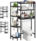 K1 Heavy Duty 7-Tier Over The Toilet Storage（with Basket and Paper Hook） Freestanding Above Toilet Shelf with Adjustable Feet，Space Saver Bathroom Shelves 9.3" D x 33.5" W x 63.8" H，Black