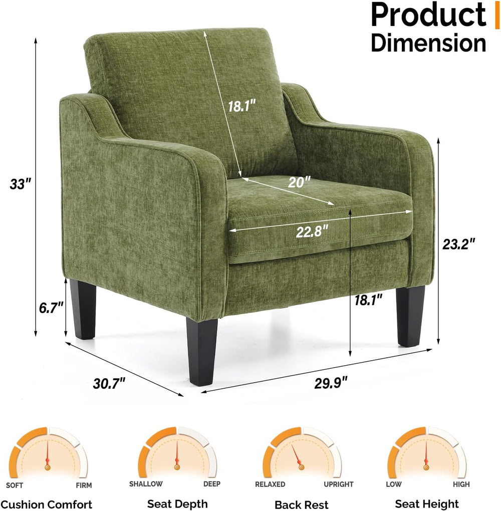 VINGLI Accent Chair for Living Room Chairs Olive Green Reading Chair for Bedr...
