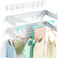 BAKON Wall Mounted Drying Rack, Indoor Outdoor Foldable Wall Mounted Clothes Drying Rack, Concealed Wall Drying Rack - Space Saving for Storage and Drying Clothes, 6 Hooks, 5 Poles (31.5"【Upgrade】)