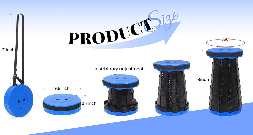 Portable Collapsible Stool 2 Pack with Cushion, 400 lbs, Black-Blue