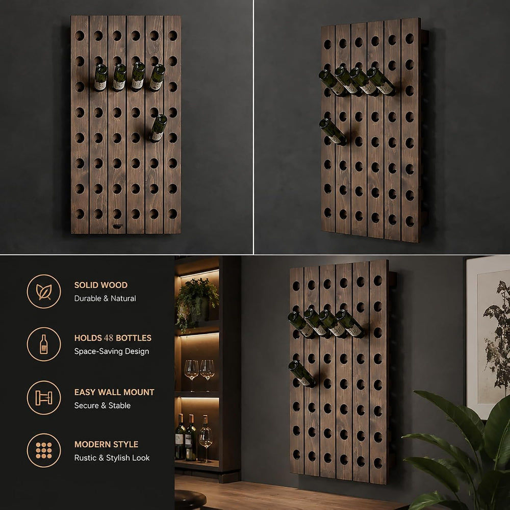 Wall Mounted Wine Riddling Rack,Wall Mounted Wine Rack Solid Wood Storage Org...
