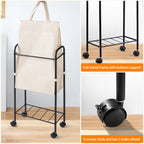 ELYKEN Slim Laundry Hamper with Lid, 50L Small Rolling Laundry Basket on Wheels, 7.9” Narrow Dirty Cloth Cart with Removable Inner Bag for Small Bathroom, Bedroom, Creamy