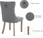 Grey Dining Chairs Set of 4, Upholstered Tufted Linen Fabric Dining Room Chairs with High Back, Nailhead Trim and Solid Wood Legs, Modern Dining Chair for Dining Room, Kitchen(Grey)