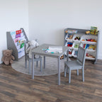 Humble Crew Toddler Table and Chair Set for Kids, Wood Activity Furniture | Sturdy 3 piece playroom or bedroom desk, perfect size for crafts, snacks, homework, and learning, includes 2 matching seats