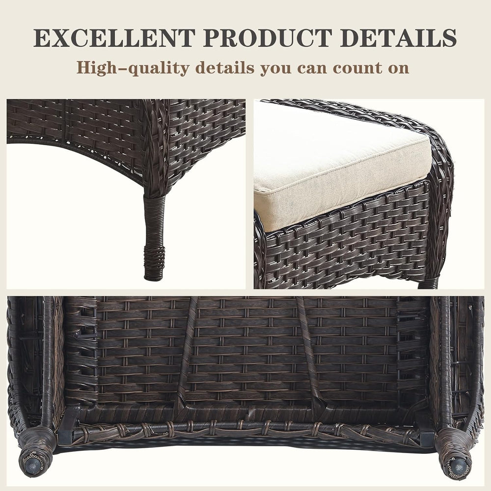 Belord Outdoor Ottomans for Patio Foot Rest - 25 Inch PE Wicker Foot Stool Se...