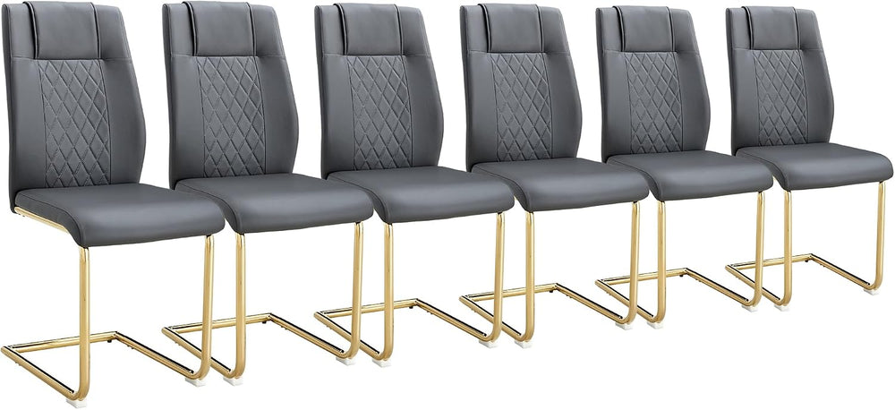 Dining Chairs Set 6, Armless Gray Kitchen Chairs,Waterproof Faux Leather Dinn...