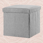 PRETYZOOM Foldable Storage Stool 11.8 Inch Square Cloth Cube with Lid Multifunctional Storage Footstool for Home Organization and Seating