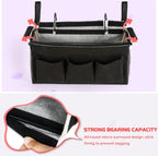 Loghot Bedside Caddy/Bedside Storage Bag Hanging Organizer for Bunk and Hospital Beds,Dorm Rooms Bed Rails,Can be Placed Glasses,Books,Mobile Phones,Keys (New Black)