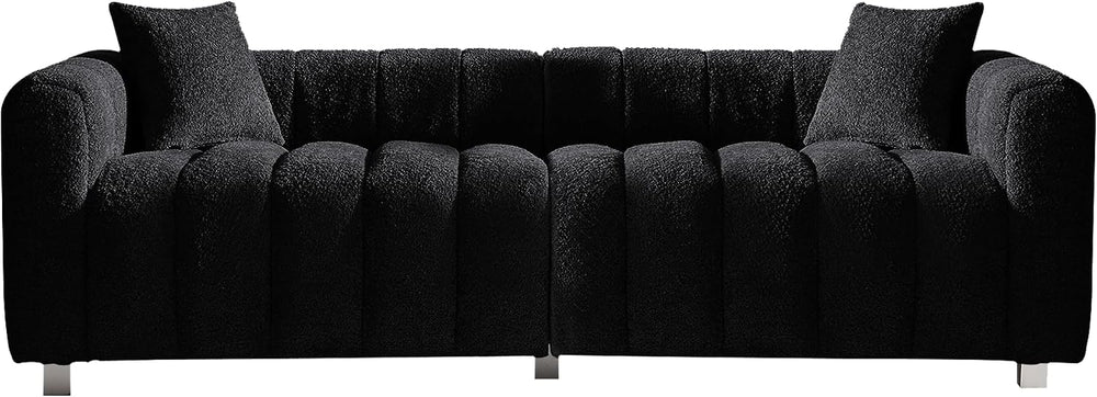 87.4" Modern 3 Seater Sofa Couch for Living Room, Mid Century Fluffy Cou...