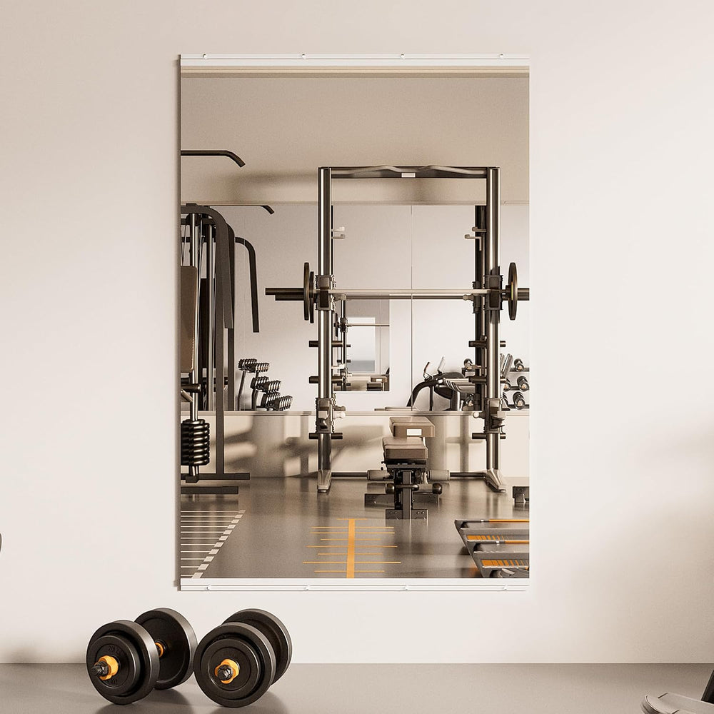 TETOTE Home Gym Mirror for Wall 48" x 32" - 1PC Large Frameless Tem...
