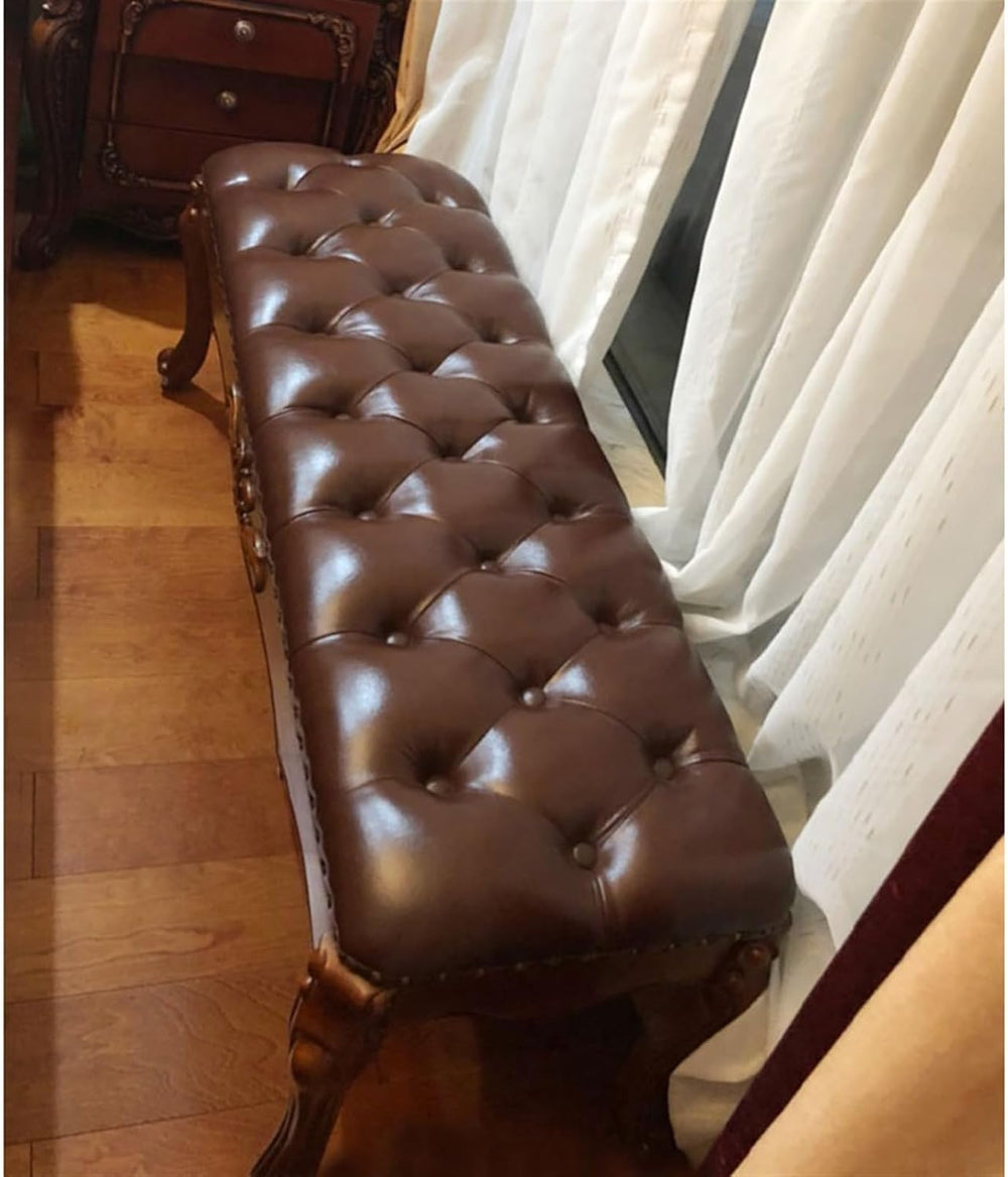 Modern 1.2m/1.5m Vintage European Bedside Stool Bedroom Carved Bench Wooden S...