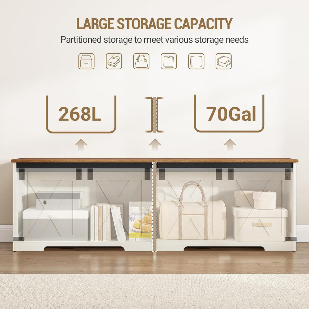 Hzuaneri 59" Farmhouse Storage Chest and Bench | 70 Gal | 330lb Seat | S...