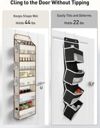 Yecaye 1 Pc 5 Tier Over the Door Organizer with 15 Pockets | 44lb Load Over the Door Storage | No Sagging Closet Organizers and Storage | Versatile Nursery Hanging Organizers for Home Dorm - Beige