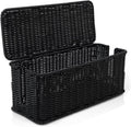 Cable Management Box, Handmade Rattan Cable Organizer, 2 Open Slots Cords Hider Box, Under Desk Cord Organizer for Computer Router USB Hub & Power Strip, Patent Pending, 13" x 5.1" x 5.1", Black