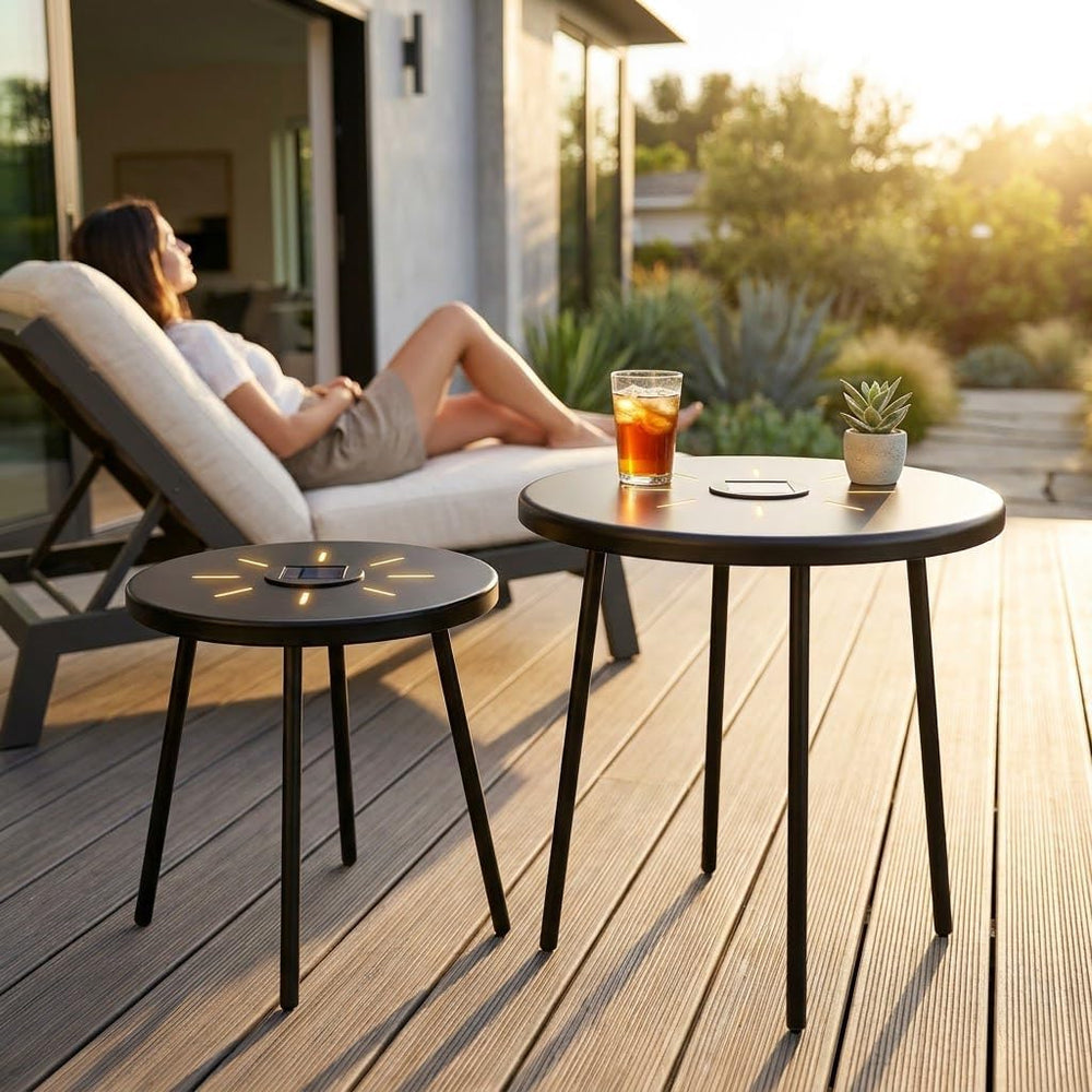 Solar Powered LED Light OutdoorIndoor Tables Modern Nesting End