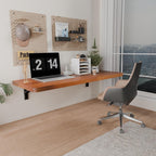 IAE Wall Mounted Folding Table with Pine Wood,Floating Wall Desk,Laundry Folding Table with Shelf Brackets,Fold Down Desk Shelf,Folding Workbench for Home,Dining,Laundry Room,Kitchen,36" x 14",Teak