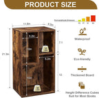 VECELO Small Bookshelf, 3 Cube Shelf, Fits Tallest Hardcovers, Horizontal Available, Modern Storage Organzier for Small Spaces, Vintage Brown