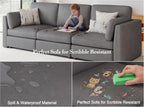Faux Leather Modular Sectional Sofa Wide U Shaped Couches Grey | Oversized Couches for Living Room, Extra Large 6 Seater Comfy Luxury Deep Seat Couch