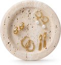 5.5 Inch Small Travertine Stone Tray Marble Jewelry Dish Trinket Tray for Women, Perfume, Coffee Table (Round)