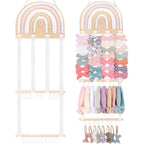 POVETIRE Headband Holder Bow Holder for Girls Hair Bows,Rainbow Hair Accessories Organizer Storage Wall Hanging Display for Nursery Toddler Girls Room