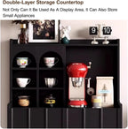 Kitchen Pantry Cabinet with Adjustable Shelves, Freestanding Kitchen Cupboard, Tall Storage Cabinet, Farmhouse Coffee Cabinet, for Bedroom, Dining Room, Office(Black,130x100cm/51.2x39.4in)
