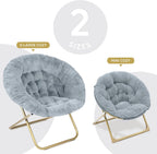 Milliard Mini Cozy Chair for Kids, Sensory Faux Fur Folding Saucer Chair for Toddlers, Grey
