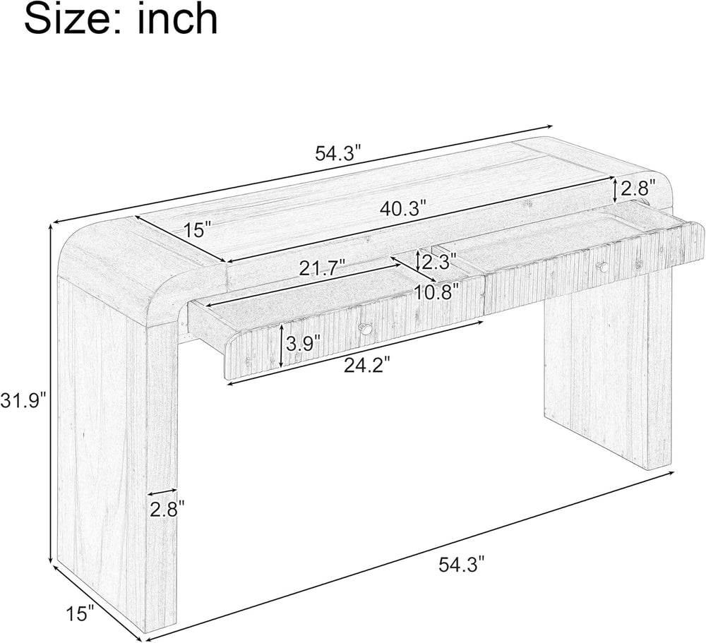 Console Table, 54.3" Wood Couch Table with Drawers, Farmhouse Entryway T...