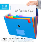 6 Pack Accordion File Organizer Expanding File Folder with 13-Pockets, A4 Letter Size Paper Document Receipt Holder for School Office Supplies