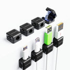 8-Pack Magnetic Cable Clips, Adhesive Cord Holder for Desk, Nightstand, Wall, Car - Secures USB/HDMI/Charger Cables (No Residue, Black)