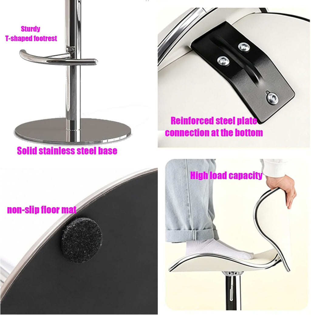 Commercial Stainless Steel Stool, Home Office Desk Chair, Height Stool Chairs, 360° Free Rotation, for Corporate Reception, Bar, Cafe, Changing Room(Black)