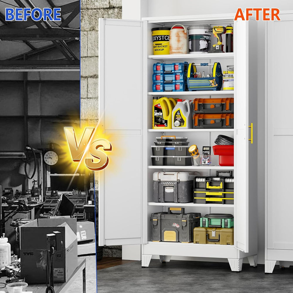 GAIOUS 75''Tall Metal Garage Storage Cabinet,File Cabinet with Door a...