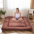 MAXYOYO Japanese Floor Mattress Futon Mattress, 4" Thicken Tatami Mat Sleeping Pad Foldable Roll Up Mat Boys Girls Dormitory Pad Kids Floor Lounger Pillow Bed, Charcoal Grey, Queen Size