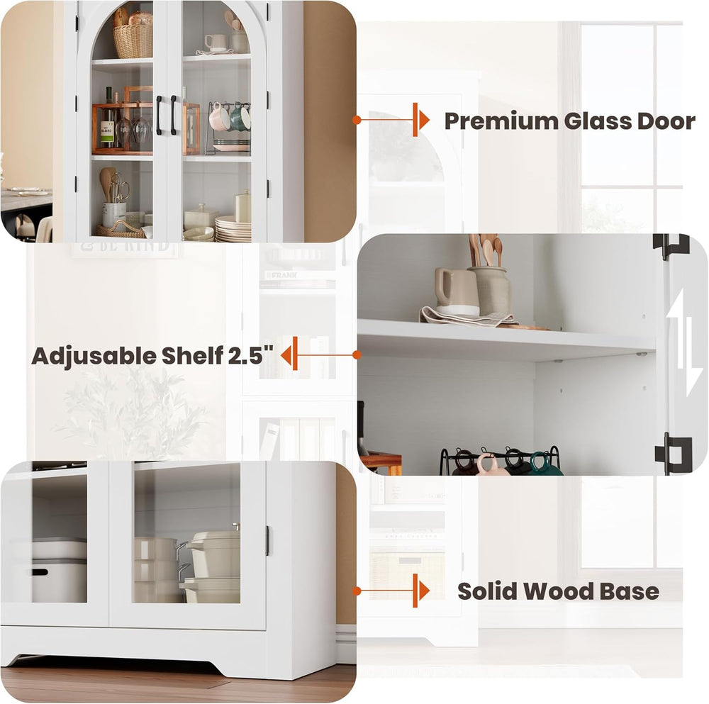 Garvee 70" Tall Kitchen Pantry Cabinet - Modern Display Cabinet with 4 A...